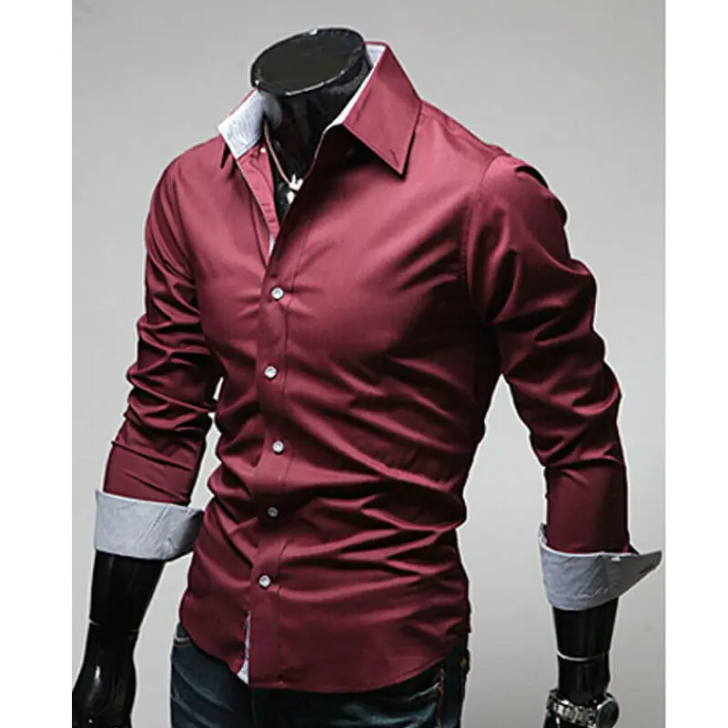 Men's Shirts Cotton blend Business Casual Navy blue turndown collar Office wedding management Slim large size Shirts