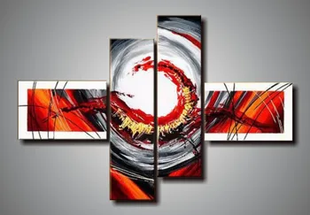 

100% Hand-painted Abstract Art on Canvas 4 Panel Group Oil Painting Wall Art for Living Room Bedroom Home Decorations 4pcs/set