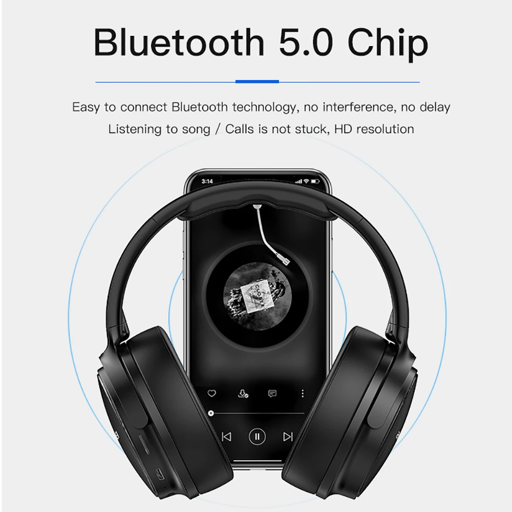 AWEI A780BL Bluetooth 5.0 Music Headset Foldable Gaming Headphones Wireless & Wired Design 15 hours Talk Time Support TF card