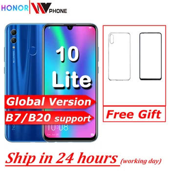 Перейти на Алиэкспресс и купить Honor 10 Lite глобальная версия мобильного телефона 6,21 дюймов 3400 мАч Android 9 24MP камера смартфон с Google Play OTA обновление
