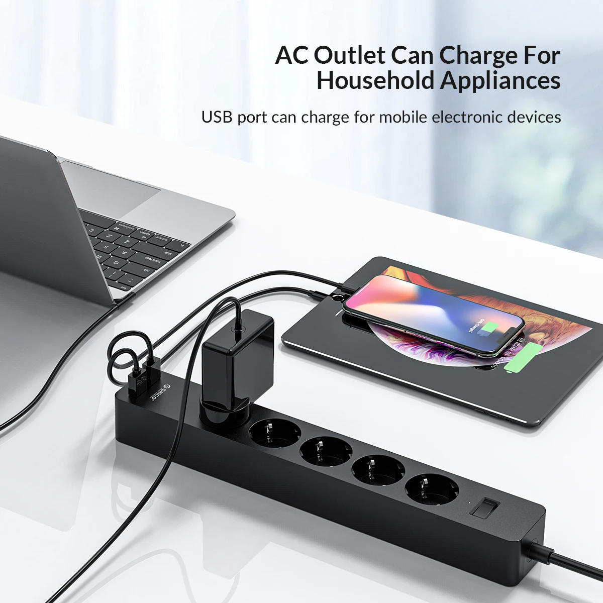 ORICO 3/5 AC + 2 USB мощность полосы электронный разъем офис стабилизатор напряжения ЕС