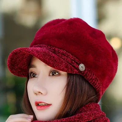 Single cap wine red Новые синели осенние береты кепки-береты шапки шарф зимние повседневные хлопковые берет для художника шапки костяные Шапки Взрослые Женские - Цвет: Single cap wine red