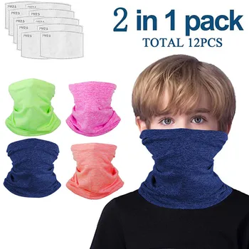 

2pcs Kids Windproof Bandana Scarf Sports +10 filters Mascarillas Scarf Fashion Faceshield Designer Face Shield For Kids