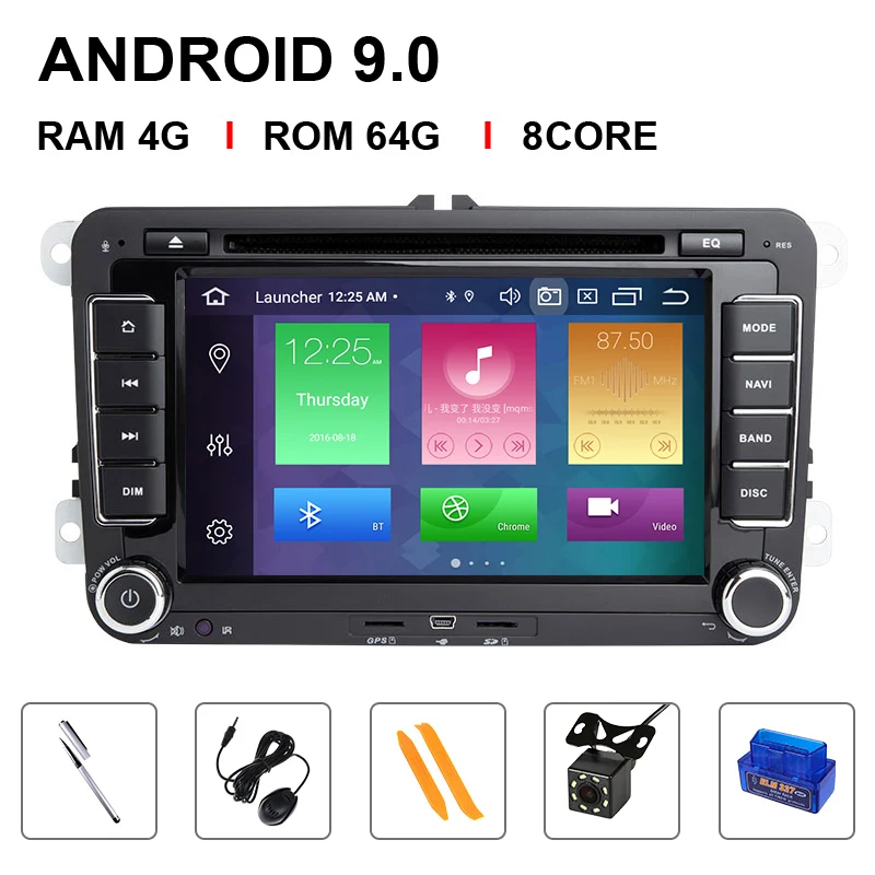 8 Core 64ROM OBD Cam Ips DSP 64G 2 Din Android 9 автомобильное радио DVD GPS навигация для Amarok волксаген VW Passat B7 B6 golf 5 6Skoda octavia 2 мультимедиа - Цвет: 8 Core 64ROM OBD Cam