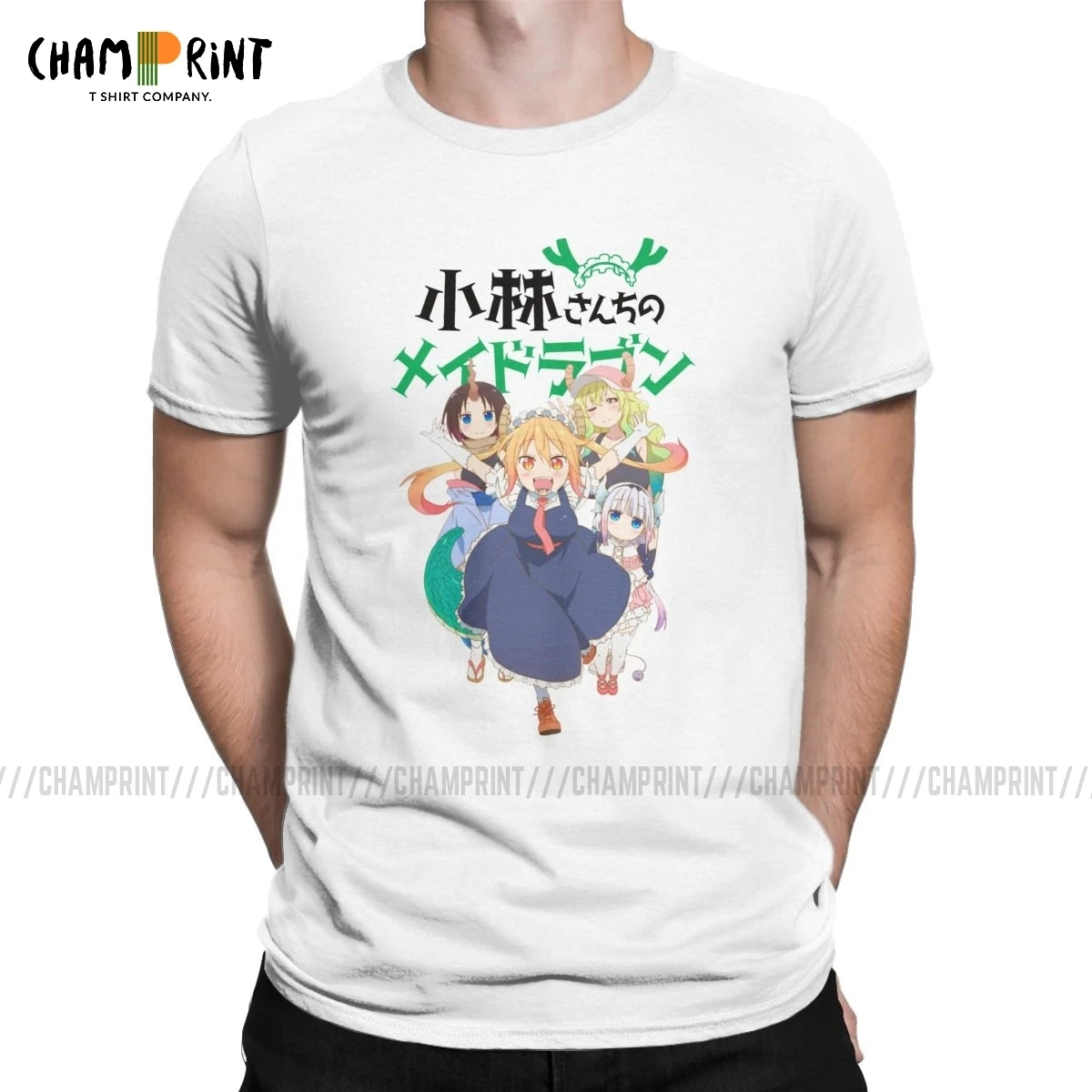 Футболка Kobayashi-san Chi No Maid с драконом Мужская футболка из чистого хлопка круглым