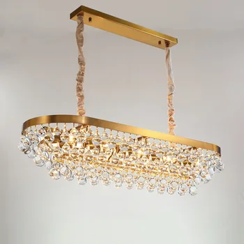 

Manggic New LED Modern Villa Rectangular Restaurant Light luxury Crystal Chandelier Nordic Simple Chandelier decoracion