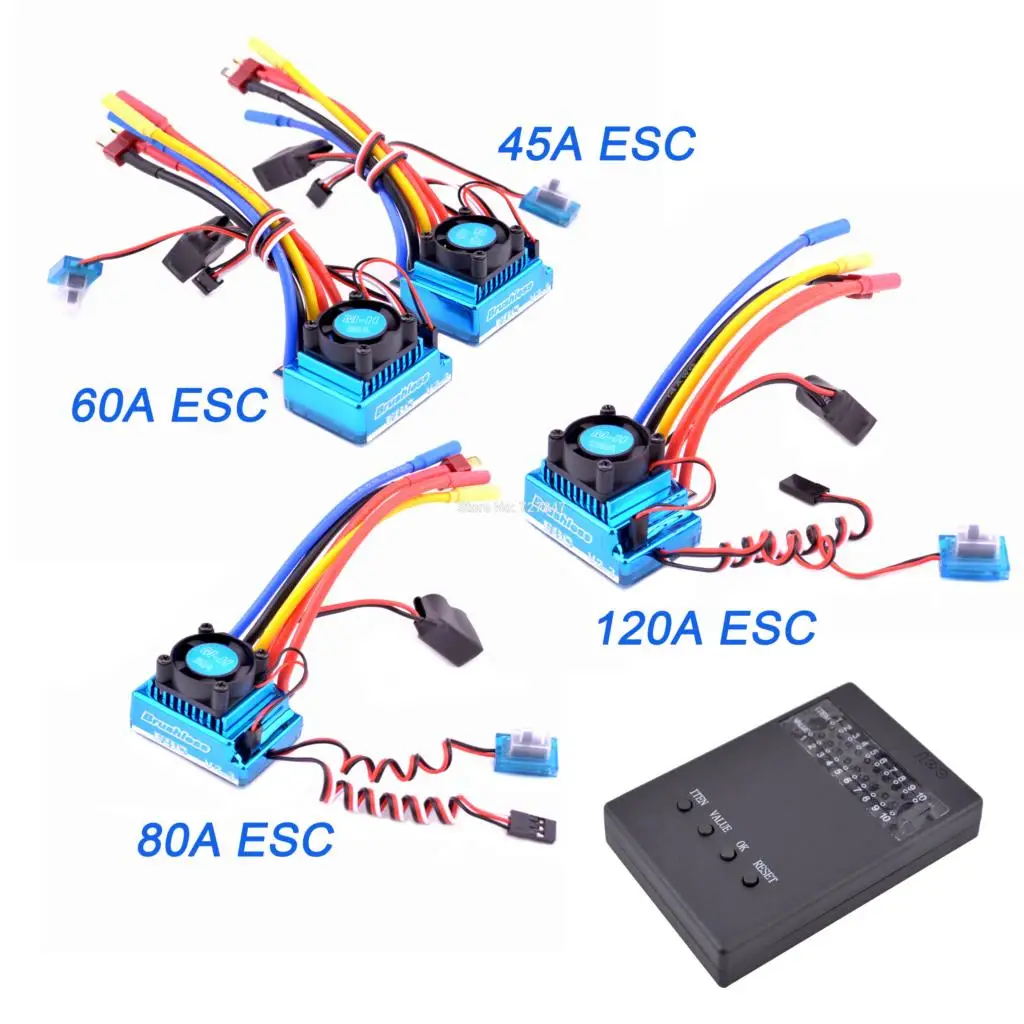 

New 45A 60A 80A 120A Brushless ESC Electric Speed Controller Dust-proof for 1:10 1/10 RC Car 3650 Motor