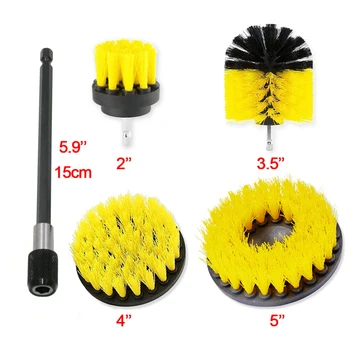 

4*Washer Drill Brush 1*Extension Tube Power Scrubber Drill Brush 15cm Extension Tube Car Wheel Brush