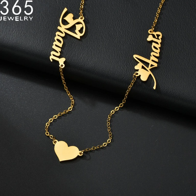 2021 New Fashion Collier Personalized Two Names Necklace Stainless