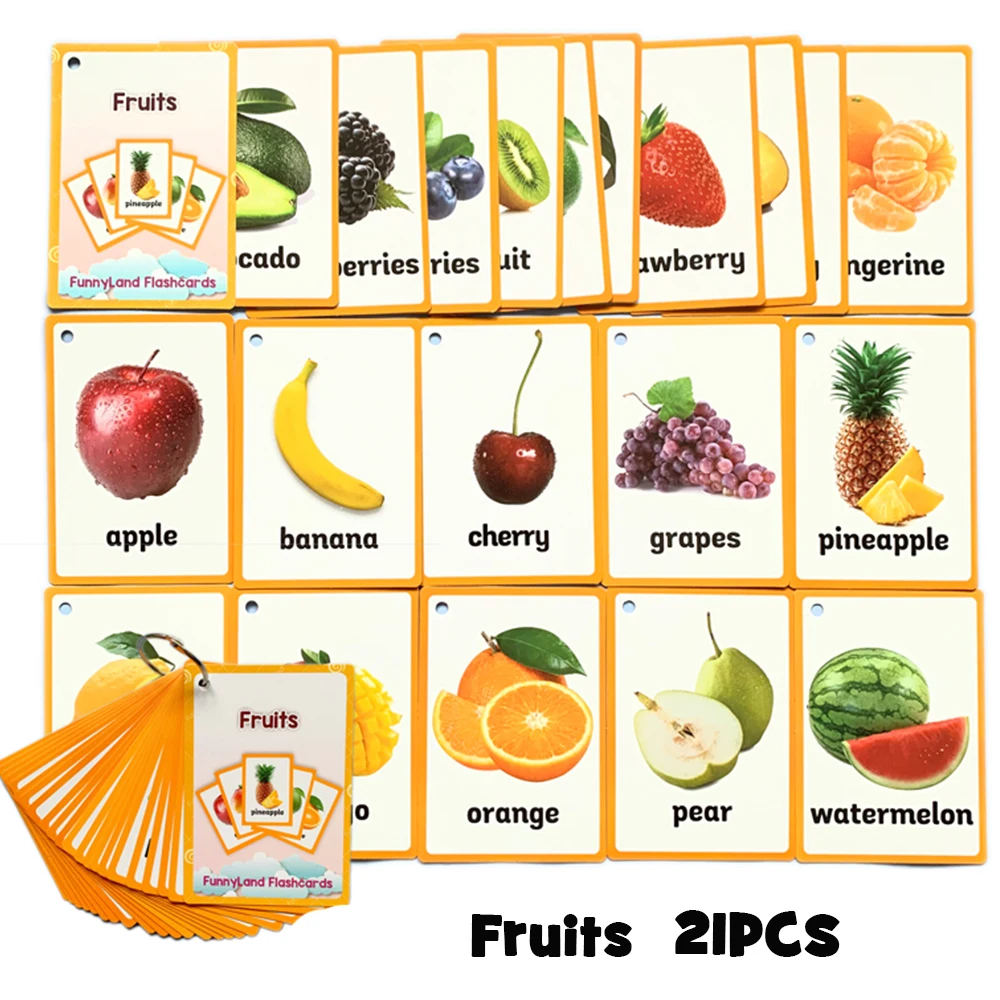 Fruits nourriture quantités légumes enfants anglais mot carte enfants apprentissage carte tôt jouets éducatifs pour enfants cartes Flash