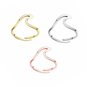 

Stainless Steel Wave Rings for Women Adjustable Anel Ocean Wave Thumb Ring Party Gift Finger Wedding Jewelry Silve Rose Gold