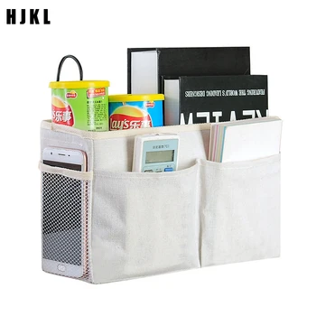 

New style dormitory student bedside storage bag canvas storage basket cotton and linen art Nordic style bedside hanging basket