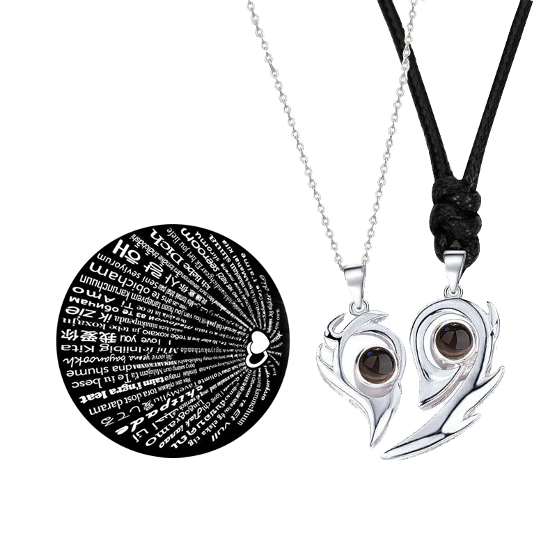 Ожерелья для пар 2 шт./компл. ожерелья на 100 языках I Love You Lovers сердце Магнитная