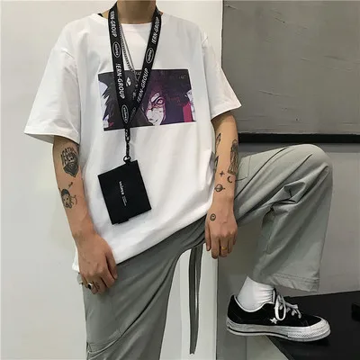 Bai9 Harajuku Мужская футболка Наруто Саске боль крутая печать унисекс короткий рукав футболки уличная японская аниме забавная Футболка с принтом - Цвет: Bai9