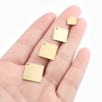 

40pcs Raw Brass Charms Square Stamping Disc Pendant Diy Earring Bracelet Charms Jewelry Making Findings