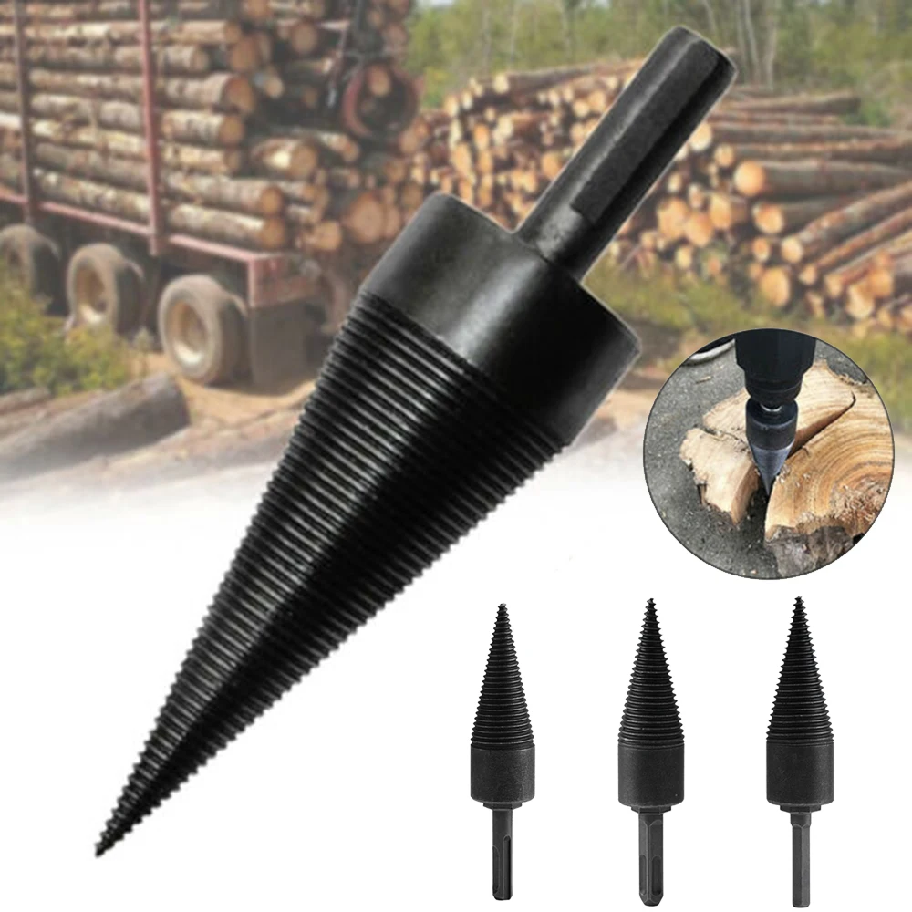 

Household Log Splitter Carbon Steel Drill Bit Screw Cone Kindling Firewood Hand Stick 45 Mm Anti-slip