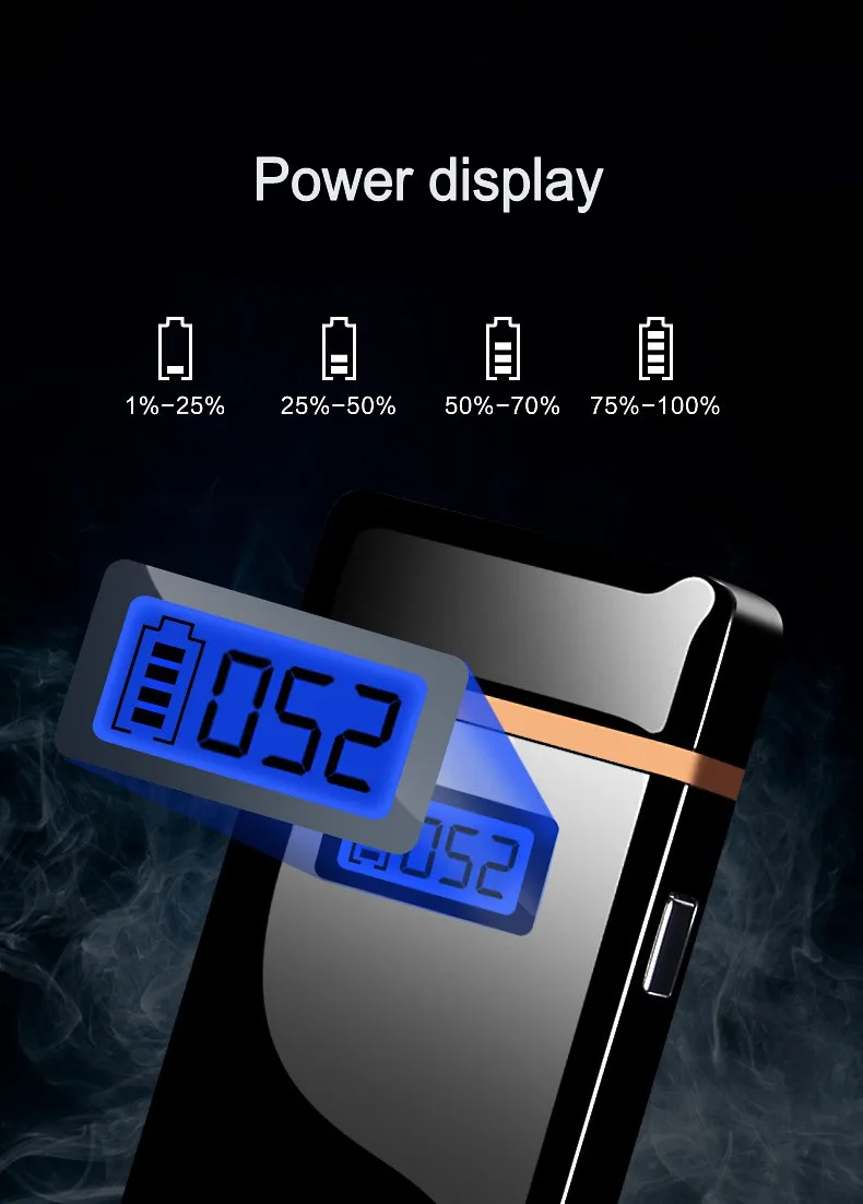Новинка, светодиодный дисплей, usb зарядка, зажигалка, металлическая перезаряжаемая двойная дуговая зажигалка, электрическая плазменная Зажигалка для сигарет, мужские подарки