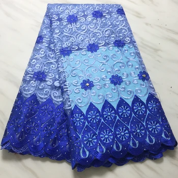 

2020New Purple African Lace Fabric Embroidered Nigerian Guipure for Wedding High Quality French Tulle Lace Fabric with stones