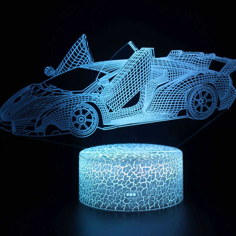  YuanDian Car Night Light, Racing Car 3D LED Illusion