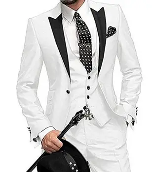 

Italian Style black Tuxedo Groom Prom Dress Wedding Dress Elegant Slim fit Men's Suit Set terno masculino (Jacket+Pant+Vest)