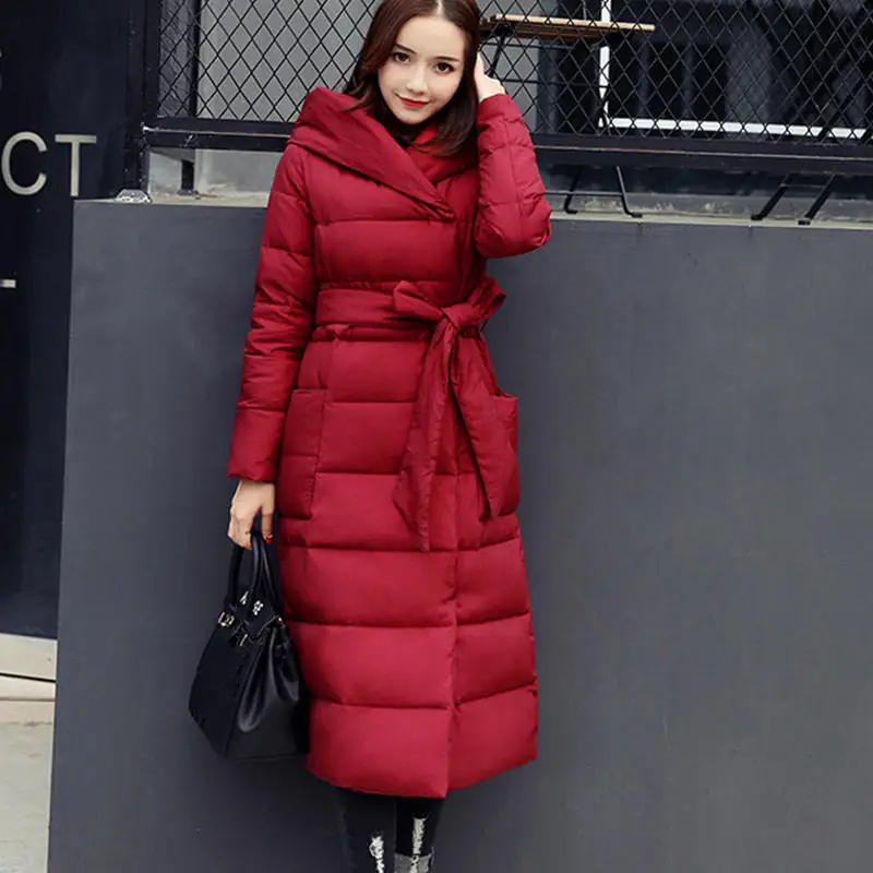 Down Cotton Jacket Women Coat Parkas Warm Thicken Long Jacket Female Plus Size Hooded Padded Coat W