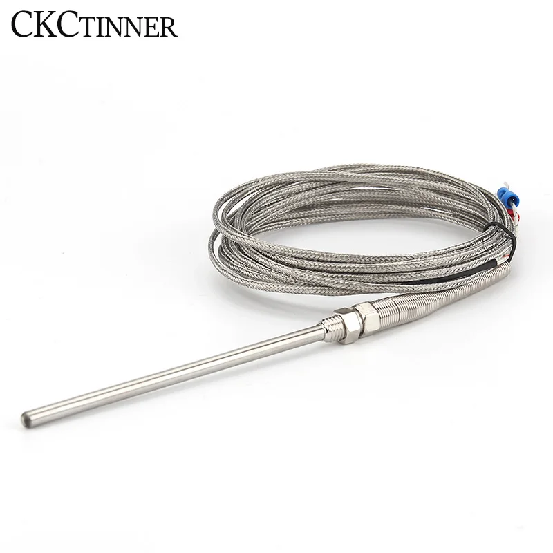 Thermocouple M8 1m 2m 3m 4m 5m Type K E J PT100 50mm 150mm 100mm 200mm Probe Screw Thread Cable Temperature Sensor 0-400℃ temperature sensor