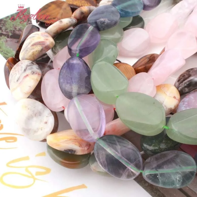 13x18mm Oval Twist  Fluorite Quartzs Agates Jaspers Natural Stone Spacer Beads for DIY Women Men Necklace Jewelry Making 15