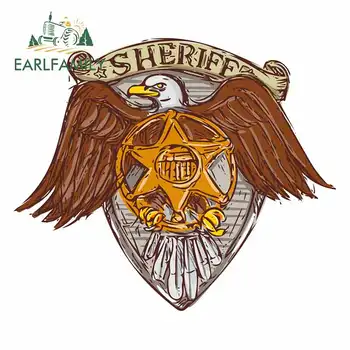 

EARLFAMILY 13cm x 11.1cm For Sheriff American Eagle Shield 3D Cartoon Creationary Decal Vinyl High Quality Car Stickers