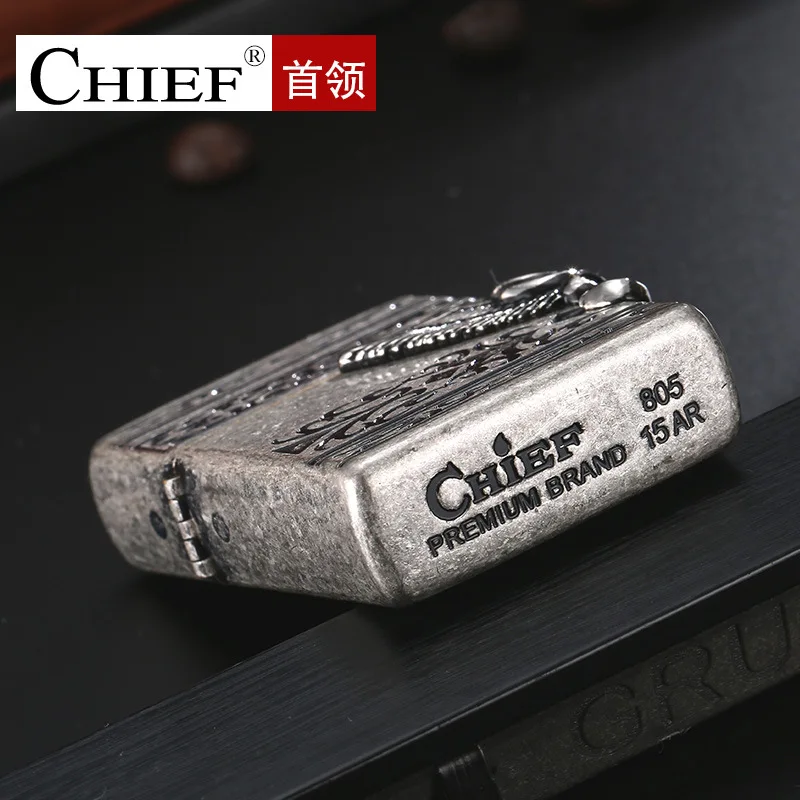 Оригинальная зажигалка Chief из чистой меди, старомодная ретро классическая колесная керосиновая зажигалка