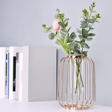 Стеклянные вазы, розовое золото, металлическая стойка, цветочный горшок, террариумы, растение, стеклянная ваза, декоративные украшения для дома и офиса