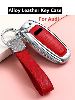 

Leather pattern Alloy car key case cover Bag For Audi A6 C8 A7 A8 Q8 2018 2019 2020 car accessories durable car styling new