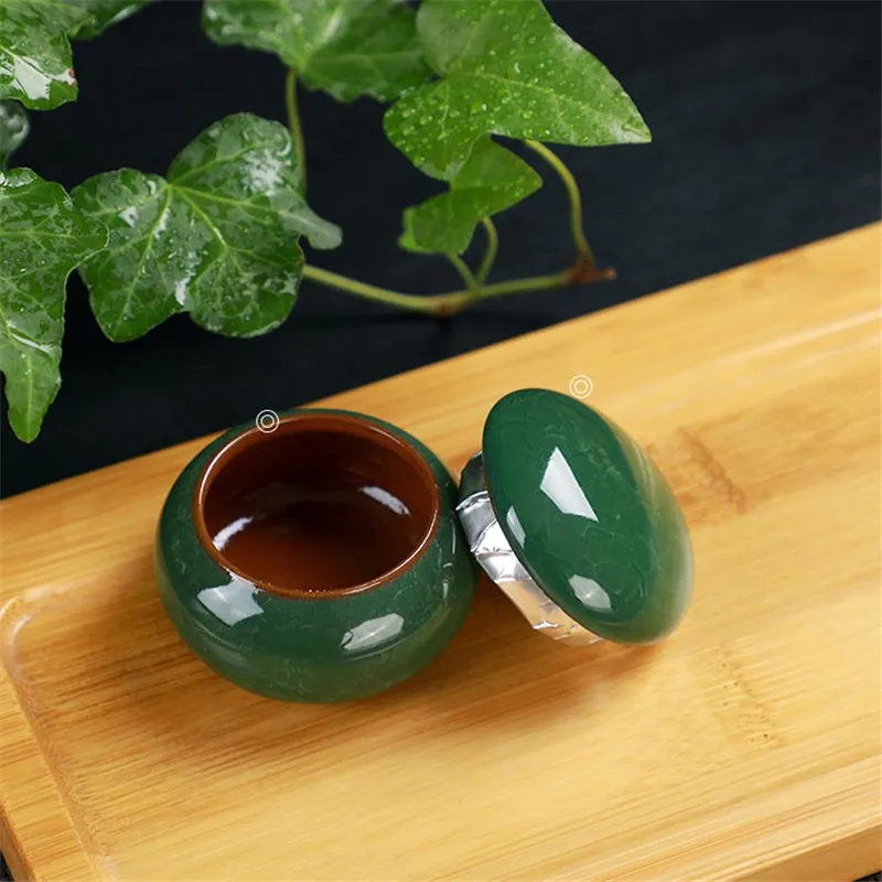 Mini Tea Box Glazed Ceramic Jar Storage Boxes Pottery Jar Airtight Coffee Box Kitchen Food Storage Pots Ointment 16 Colors tea tin box tea canister