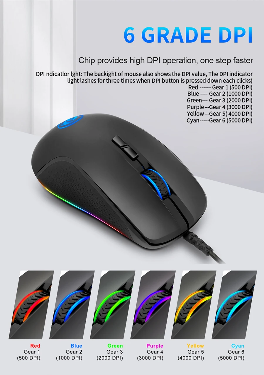 Redragon Stormrage M718 RGB USB Проводная компьютерная мышь 10000 dpi 8 кнопок 6 цветов с подсветкой программируемая эргономичная для геймера