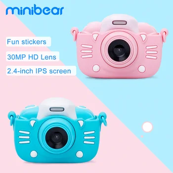 

Minibear Children Camera 30MP 2.4-inch IPS Screen 1080P HD Video Selfie Photo Sticker SLR Kids Toy Camera for Birthday Gift