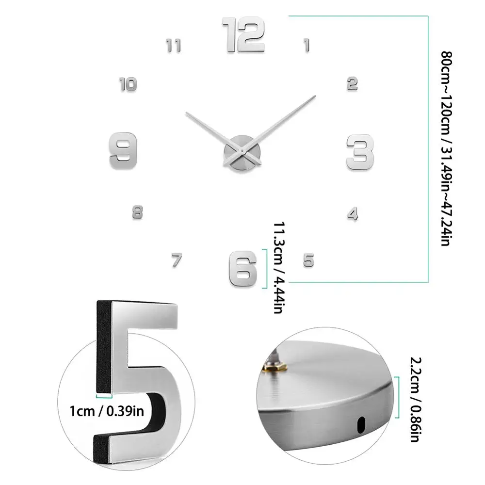 Modern Frameless DIY Wall Clock Design Rushed Quartz Clocks Fashion Mirror Sticker Living Room Decor New Arrival 3D Wall Clock