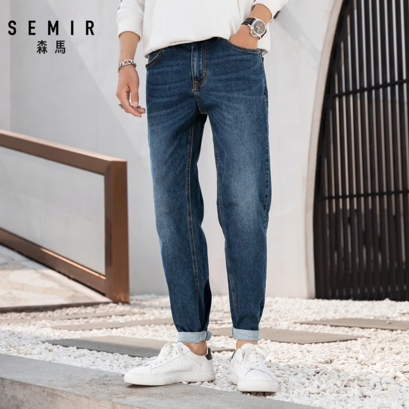 Мужские зауженные джинсы SEMIR черные классические повседневные брюки осень