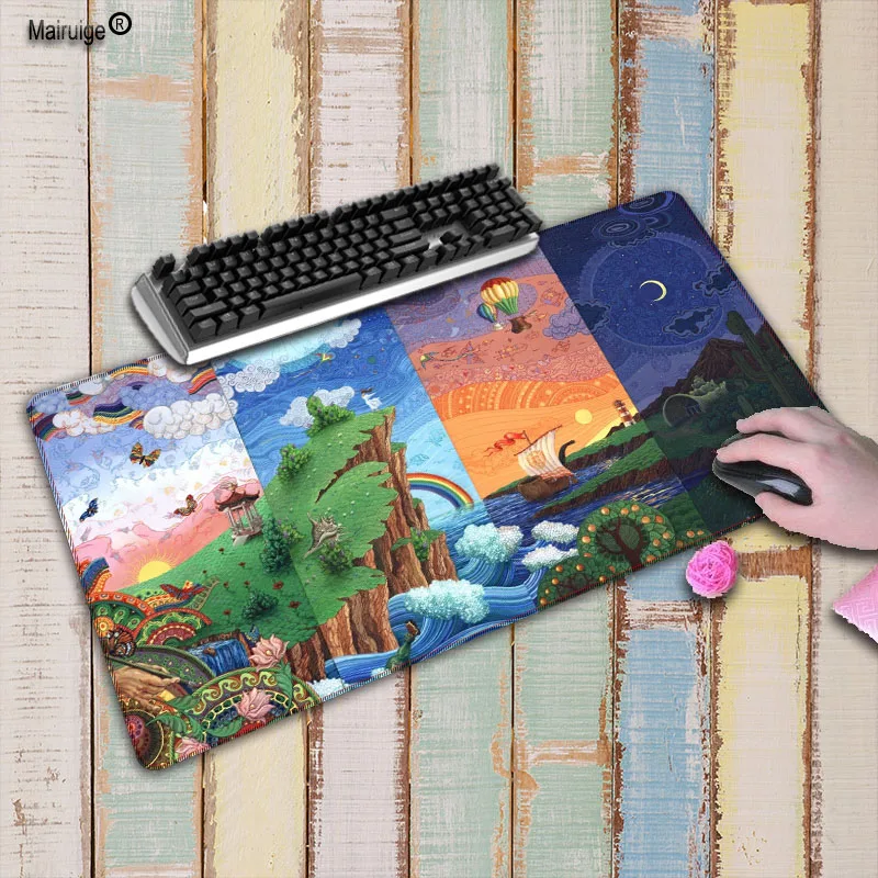  Natural Scenery Large Locking Edge Pad Laptop Mouse Notbook Computer Creative Rubber Mat Gaming Mou