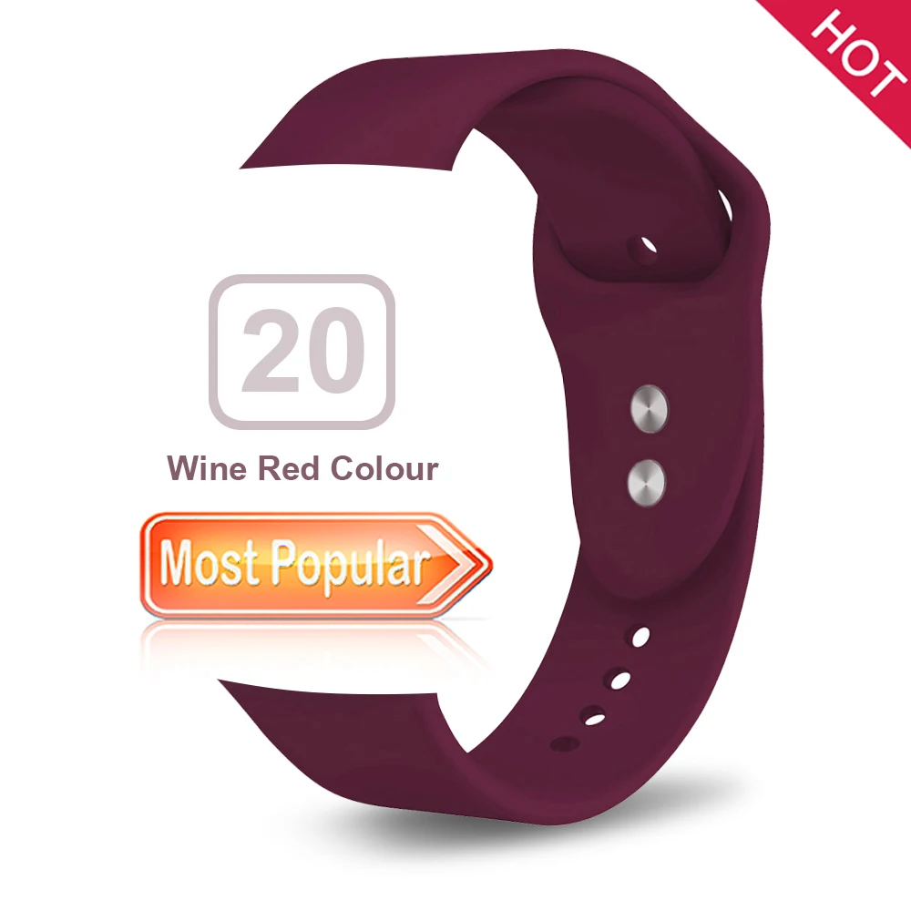 Wine Red Colour Мягкий силиконовый сменный спортивный ремешок для 38 мм Apple Watch Series1 2 3 4 5 42 мм наручный браслет ремешок для iWatch Sports Edition - Цвет ремешка: Wine Red Colour