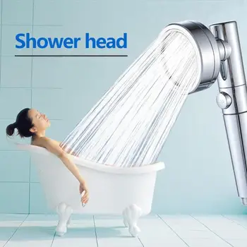 

Handheld Shower Head ABS Stainless Steel One Button Switch High Pressure Booster Water Saving Bathroom Accessory