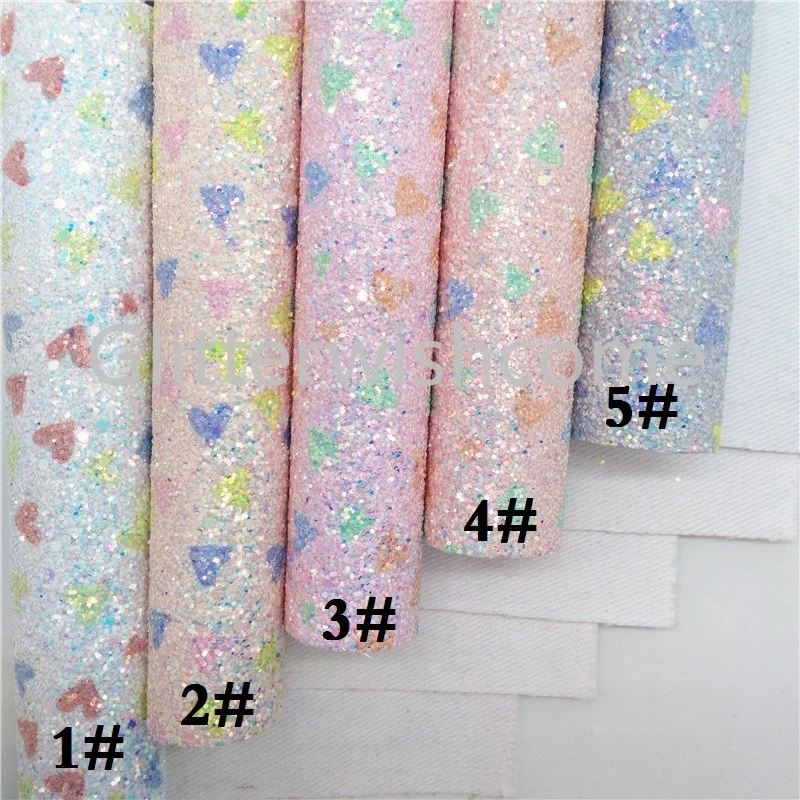 Glitterwishcome 21X29 см A4 размер Валентина кожа, сердца напечатаны Синтетическая кожа ткань винил для бантов, GM657A
