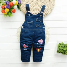Демисезонные джинсовые штаны в Корейском стиле с подтяжками для малышей, детская одежда