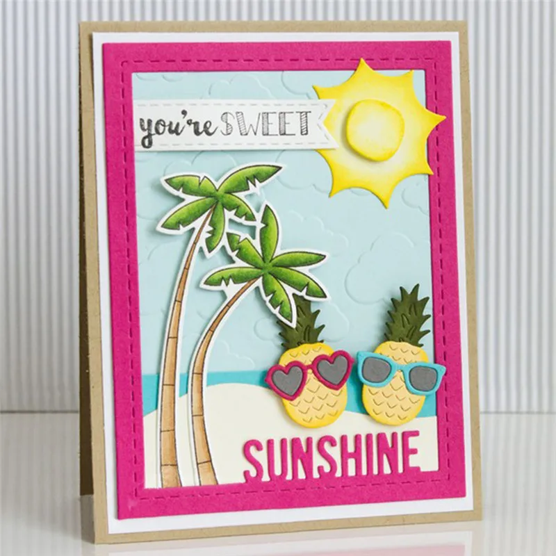 

Naifumodo Dies Summer Pineapple Sunglasses Cutting Metal Craft Dies Cut New for Scrapbooking Card DIY Album Paper Embossing