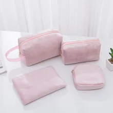 

Cheap Women's Bags Plush Solid Color Flannel Makeup Storage Bag Portable Luggage & Bags Cosmetic Bag For Make Up Beautician Bags