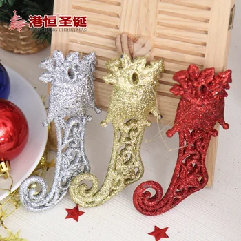 

Christmas decorations 14x6cm sticky pink gold red boots Christmas tree decoration pendant 35g
