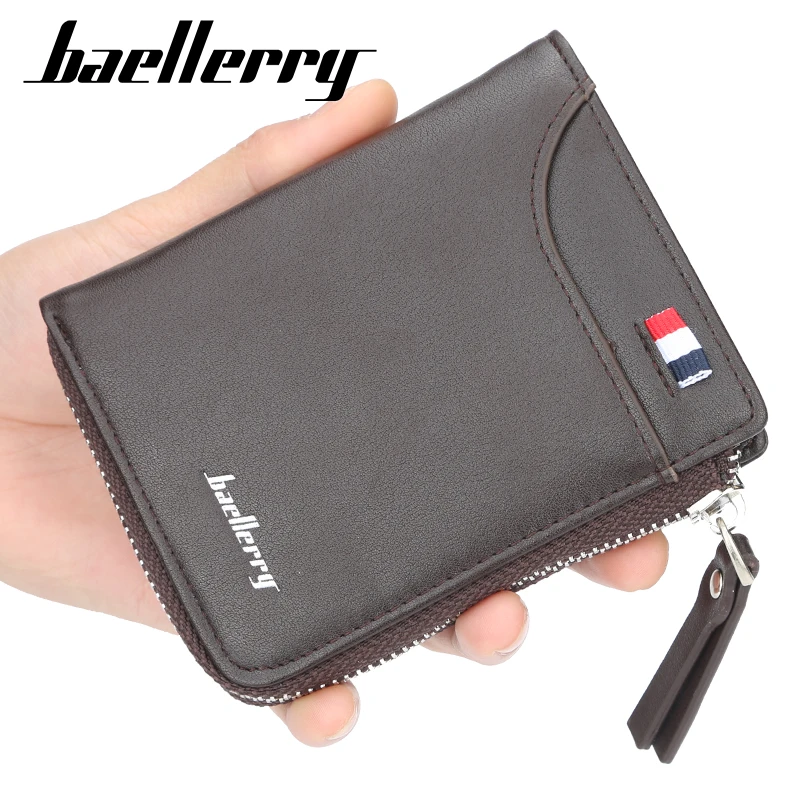 Бумажник для мужчин baellerry PU кожаный держатель для карт мужской роскошный короткий кошелек на молнии кошельки повседневные стандартные кошельки для женщин