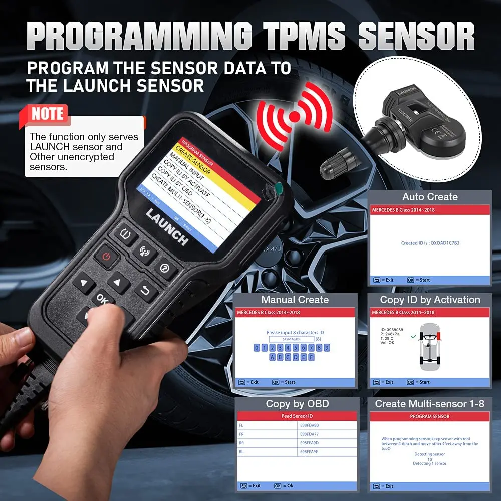 2025 NEW LAUNCH X431 CRT5011E TPMS Tire Pressure Diagnsotic Tool 315MHz 433MHz Sensor Activation Programing Learning Reading 5