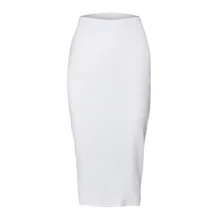 Осенне-зимняя теплая Женская однотонная приталенная юбка средней длины с высокой талией, стрейчевая сексуальная юбка L1118