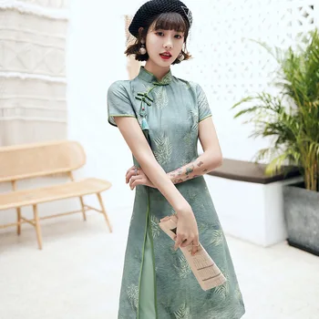 

Chinese Style Classic Mandarin Collar Cheongsam Exquisite Print Flower Women Qipao Sexy Slim Split Vestidos Dress Plus Size