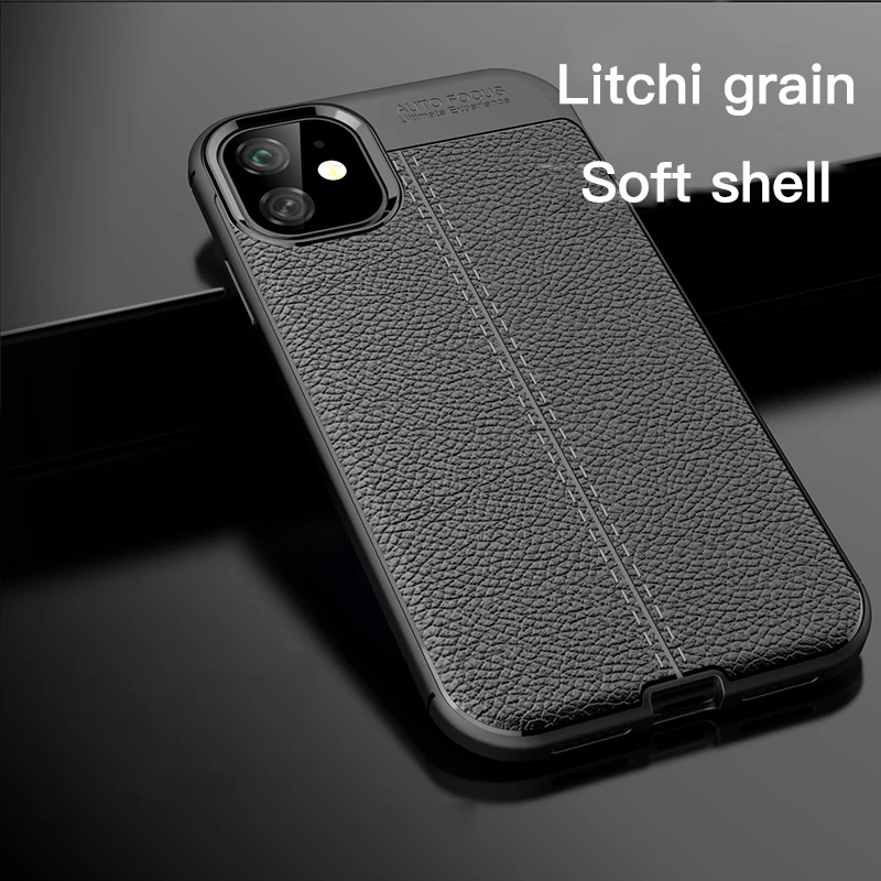 

Luxury Litchi PU Leather Silicone Phone Case For iPhone 11 Pro Max XSmax XR XS X 8 7 6s 6 Plus Ultra-thin TPU Funda Cover Coque