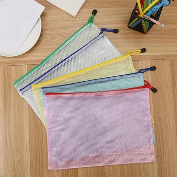 

5pcs A3 A4 Zipper Document Paper Folder Mesh Documents Storage Pouches Organizer for Office Clerks School Students Supplies